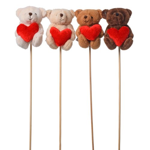 Medvedík so srdcom zápich mix  8cm