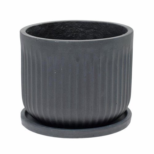 J104  kvetináč + miska čierny 44xh36cm xl
