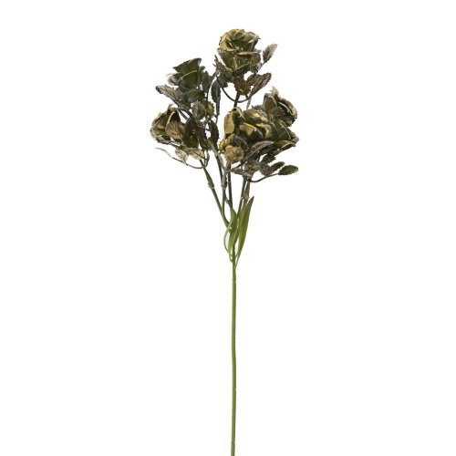 Zápich zeleň, ruža zeleno-zlatý metal 38cm - Vianočné dekorácie