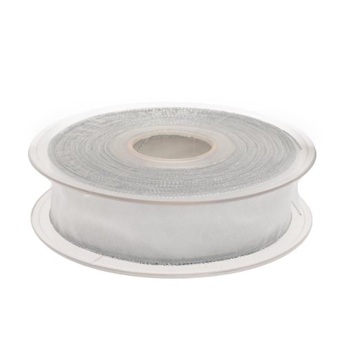 Stuha biela strieborný lem 2,5cm/20m 3348m 40