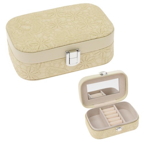 Šperkovnica kvety 15x10x5cm krém