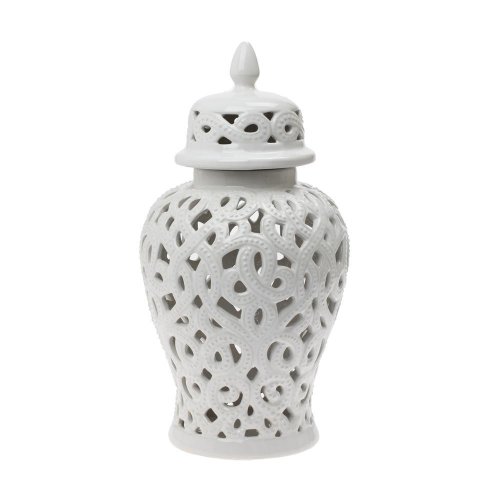 Lampáš s poklopom keram. dierovaná 18x18x36cm