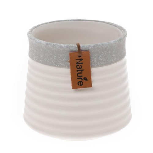 Obal keramika 11,3x11,3x10,2cm bielo šedá