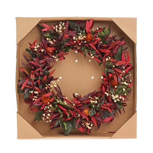 Veniec sušený bielo/bordovo/zelený 46cm