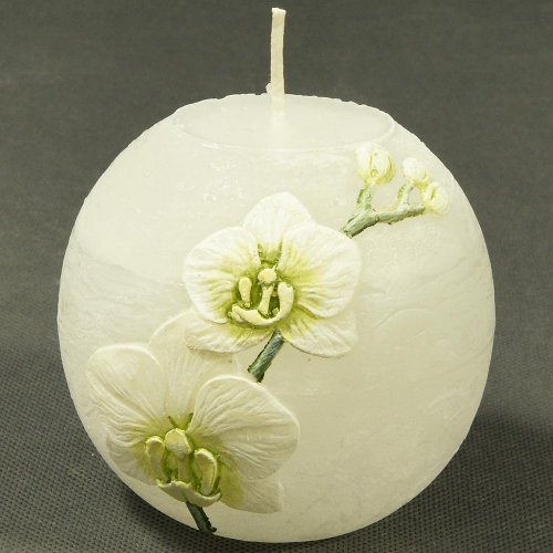 Orchid. guľa 80 biela-oliva