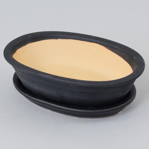 16.036.32 kvetináč+miska bonsai ovál antracit 32cm /v.6cm/