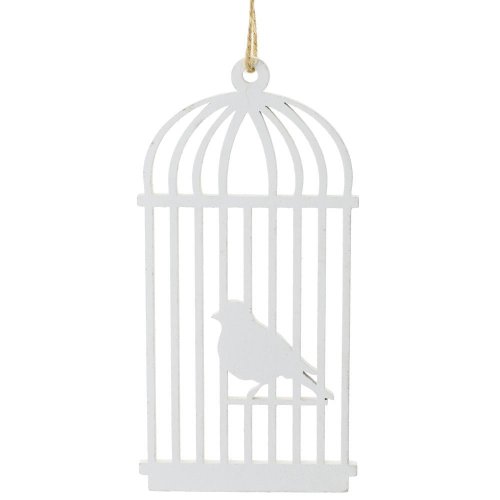 Klietka+vtáčik výrez biele-vzor s/8 15cm