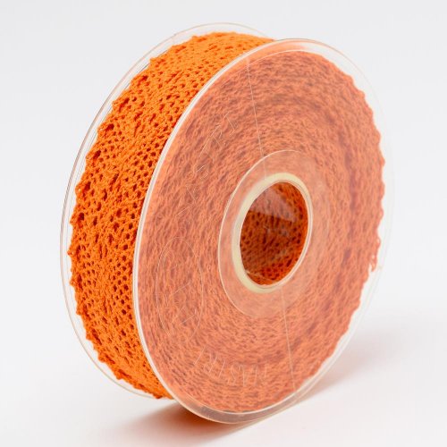 Stuha čipka  25mmx8m oranžová