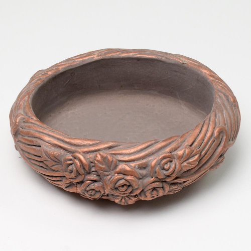 Obal kruh cement šedý s medenou 19x16x6.5cm