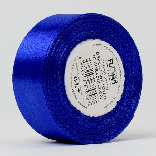 Stuha saten tm.modrá 25mm 15m
