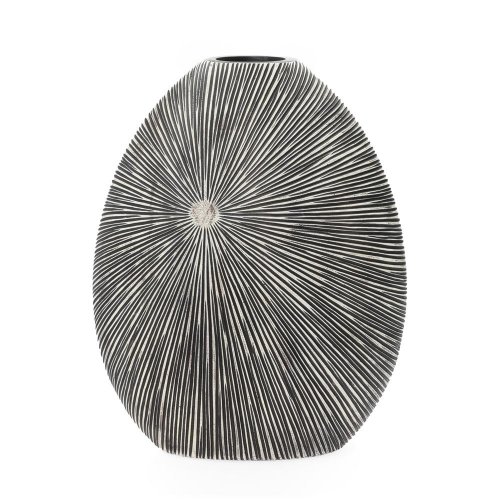 Váza široká polyrez m 29x16x35cm čiernobiela