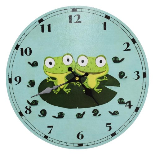Hodiny nástenné mdf dia 34cm žabky