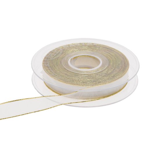 Stuha biela zlatý lem 1,5cm/20m 3348p 04