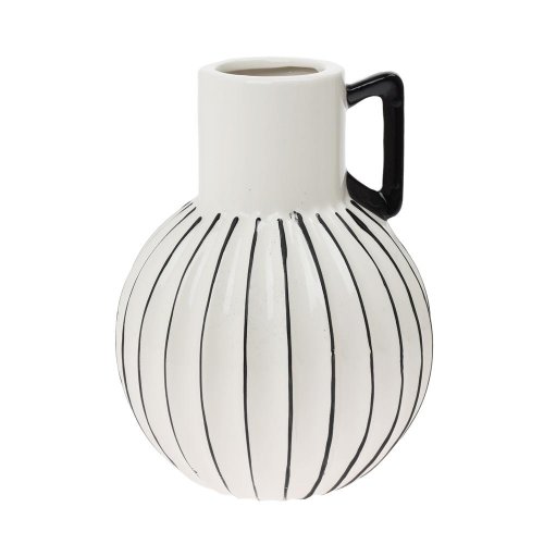 Váza s uchom keramika 13x28,5cm biela