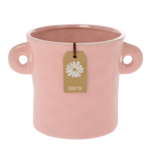 Obal keramika s ušami 14,3x10,5x10,2cm ružová