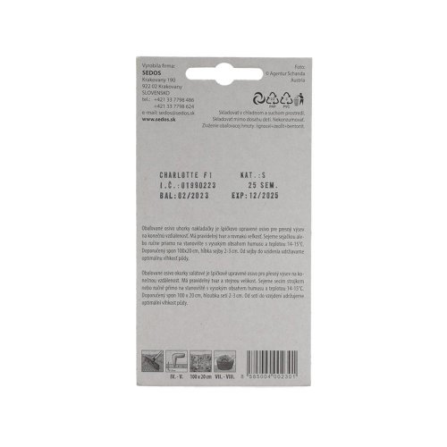 Blister uhorky nakl., charlotte f1,  25sem