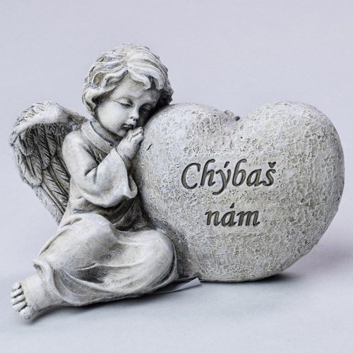 Anjel sivý 13,5x8x9cm polyres