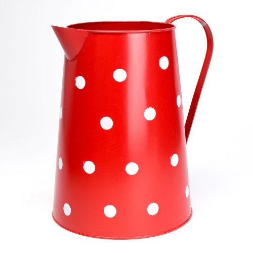 Váza džbán kov červená veľké bodky v:26,5x15,5cm super cena
