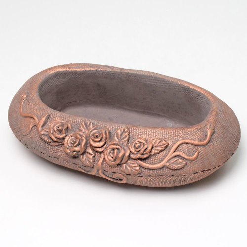 Obal oval cement šedý s medenou 26.5x16x7.5cm