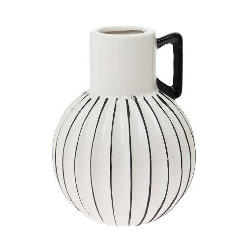 Váza s uchom keramika 11x23cm biela