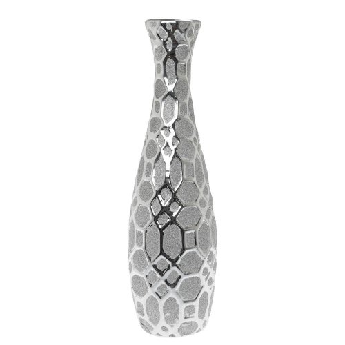 Váza keramika vzor strieborná lesklá 50cm