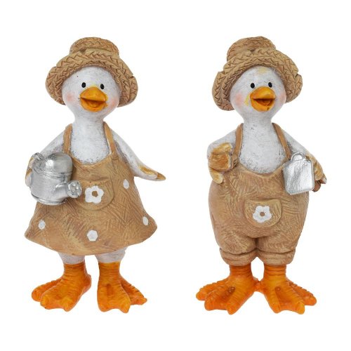 Húsky v slamenom klobúku polyrez 4,5x3,5x10,5cm hnedé mix