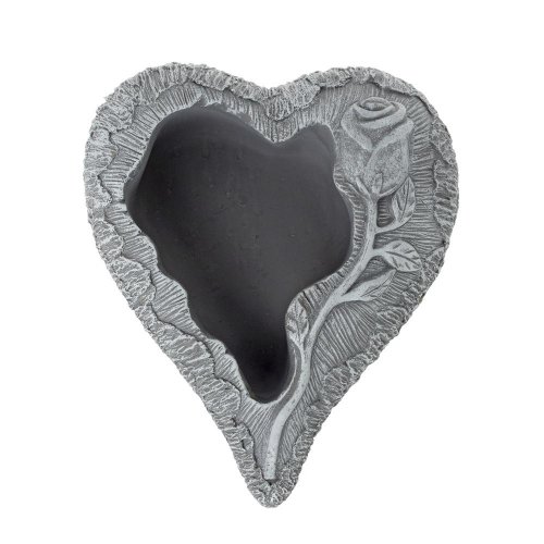 Obal srdce ruža cement sivá 20x25x8.5cm - Umelé kvety