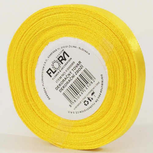 Saten stuha 10mm/15m žltá farba 132