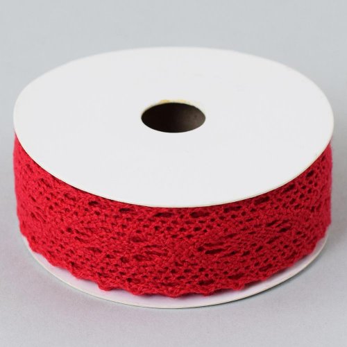 Stuha čipka červená 2,7x5