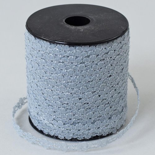 Stuha čipka 9mmx100y strieborná