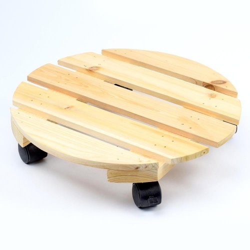 Podstavec pod kvetináč na kolieskach drevo natural 30cm