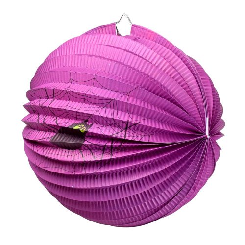 Lampion fialový s pávukom halloween 25cm