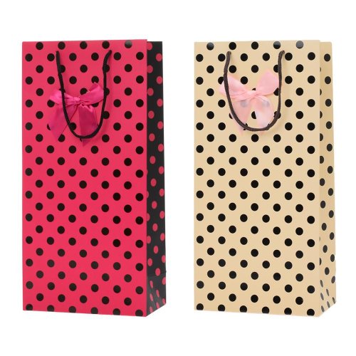 Darčeková taška na dve vína mix bodky 17x9x35cm - Vianočné dekorácie