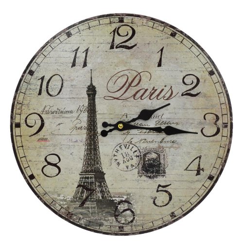 Hodiny nástenné mdf dia 34cm paríž