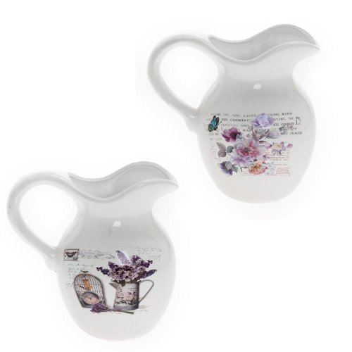 Džbán vzor kvety keramika 20.5*14*20.5 biely