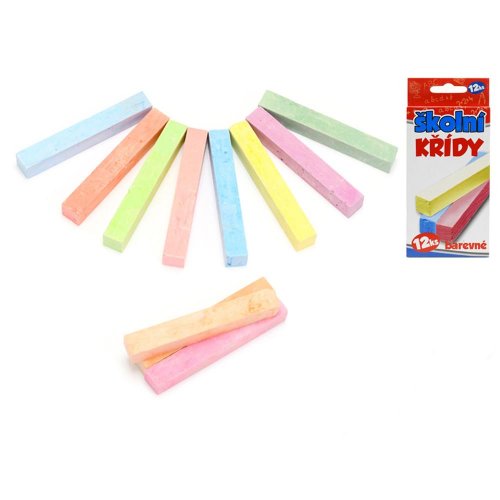 Kriedy školské farebné, 12ks v krabičke