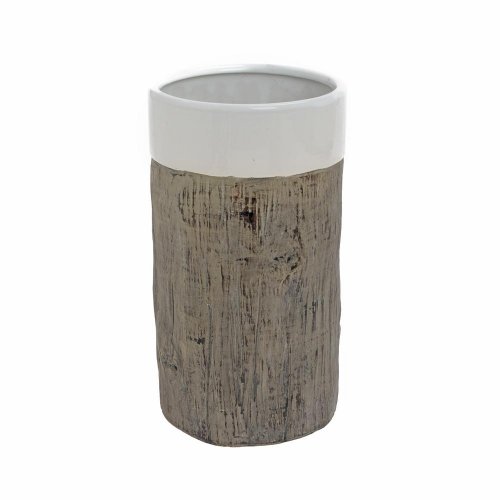 Obal váza vzor drevo keramika 12.5*12.5*22.5 hnedobiely