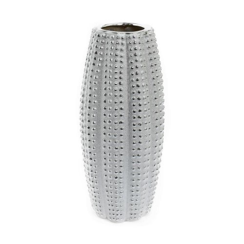 Váza keramika 13x13x29,5cm strieborná