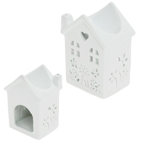 Aromalampa domček porcelán 9x7x12cm biela
