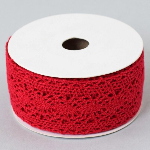 Stuha čipka červená 3,8x5