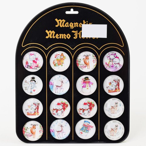 Magnetka okrúhla vianoce s/24  mix 4x4x1,4cm