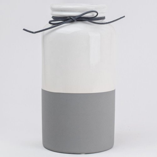 Váza bielo sivá s motúzkom 18,5x10,5cm super cena