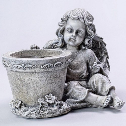 Obal anjel sivý 23x13x17,5cm polyres