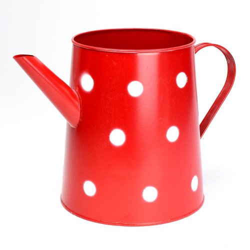 Váza krhla kov červená veľké bodky v:18x13cm super cena