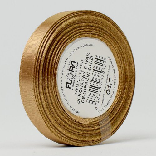 Stuha saten hnedá 10mm 15m
