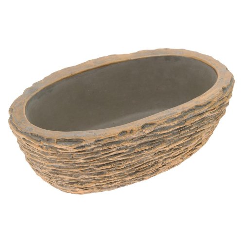 Obal ovál cement bledo-sivo-zlatý 25cm