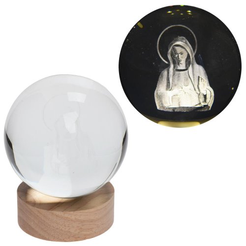Led guľa sklo na drev.podstavci s podsvietením panna mária 10*12cm - Umelé kvety