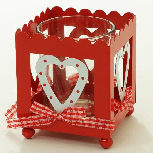 Svietnik srdiečko biel/červ.