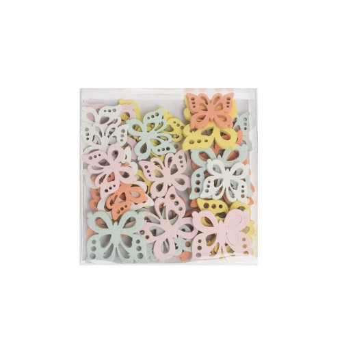 Motýľ výrez drevo farebný 9,5x9,5x9,2cm