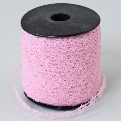 Stuha čipka 9mmx100y ružová